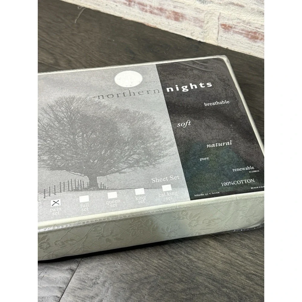 Northern Nights QVC Breathable Soft Cotton Twin Sheet Set Sage Green New Trellis